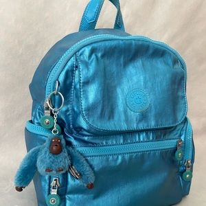 Metallic Blue Mini Kipling Backpack